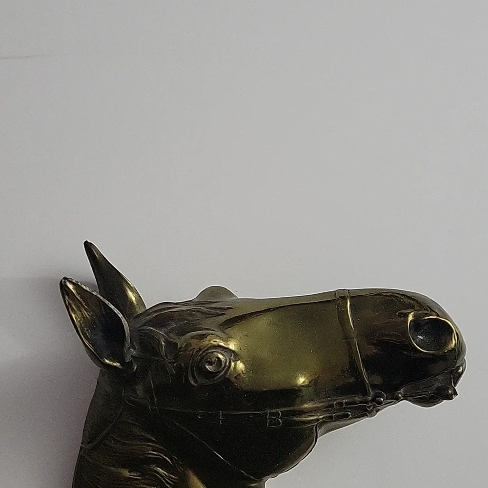 Vintage Brass Toned Thoroughbred Horse Relief 10